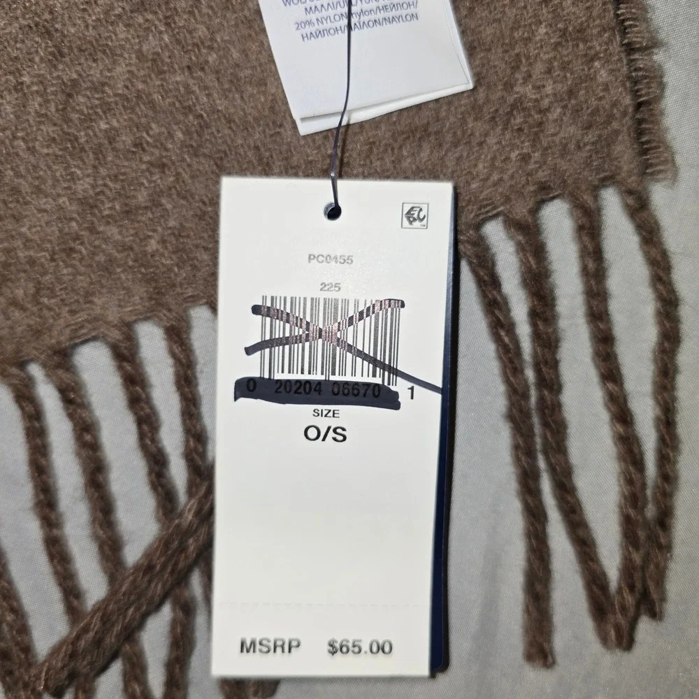 Polo Ralph Lauren Scarf OS Mens Brown Reversible Wool Blend Pony Logo PC0455
